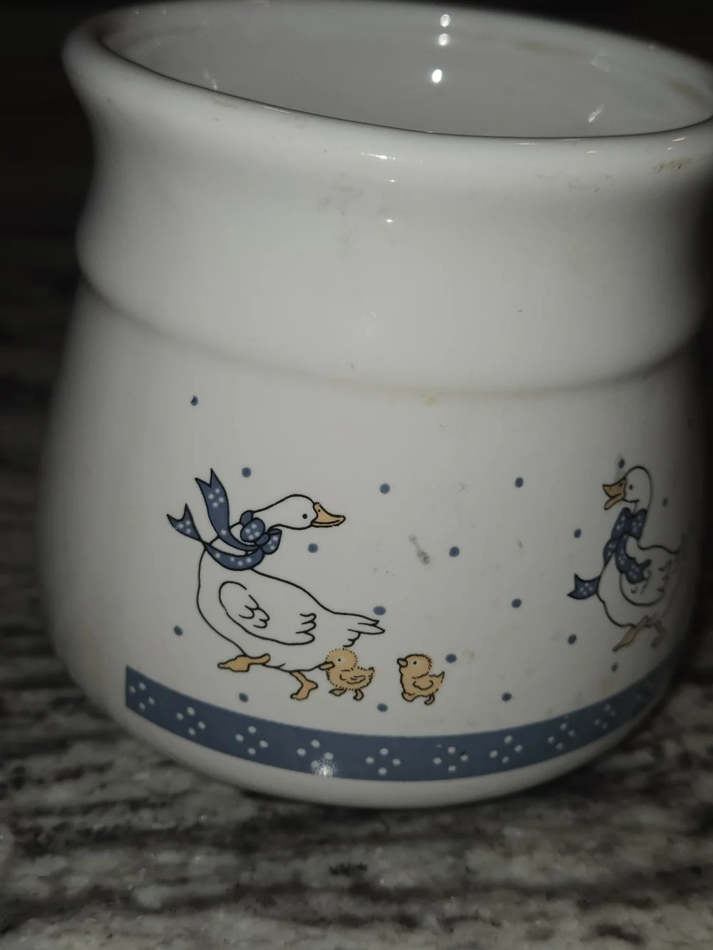 VTG 1980s Country Goose Coffee/ Soup Mug Blue Ribbon Bow Duck  Taiwan Farmhouse